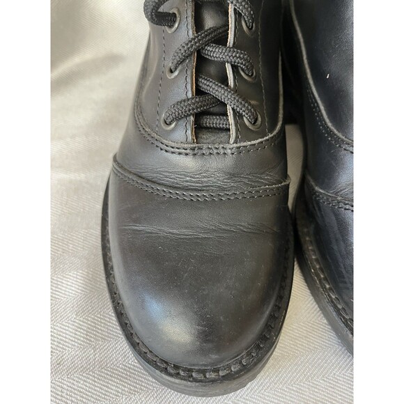 BMW Black Leather Lace Up Ankle Moto Riding Boot W/ Ankle Protector Women SZ 6 - Picture 3 of 11
